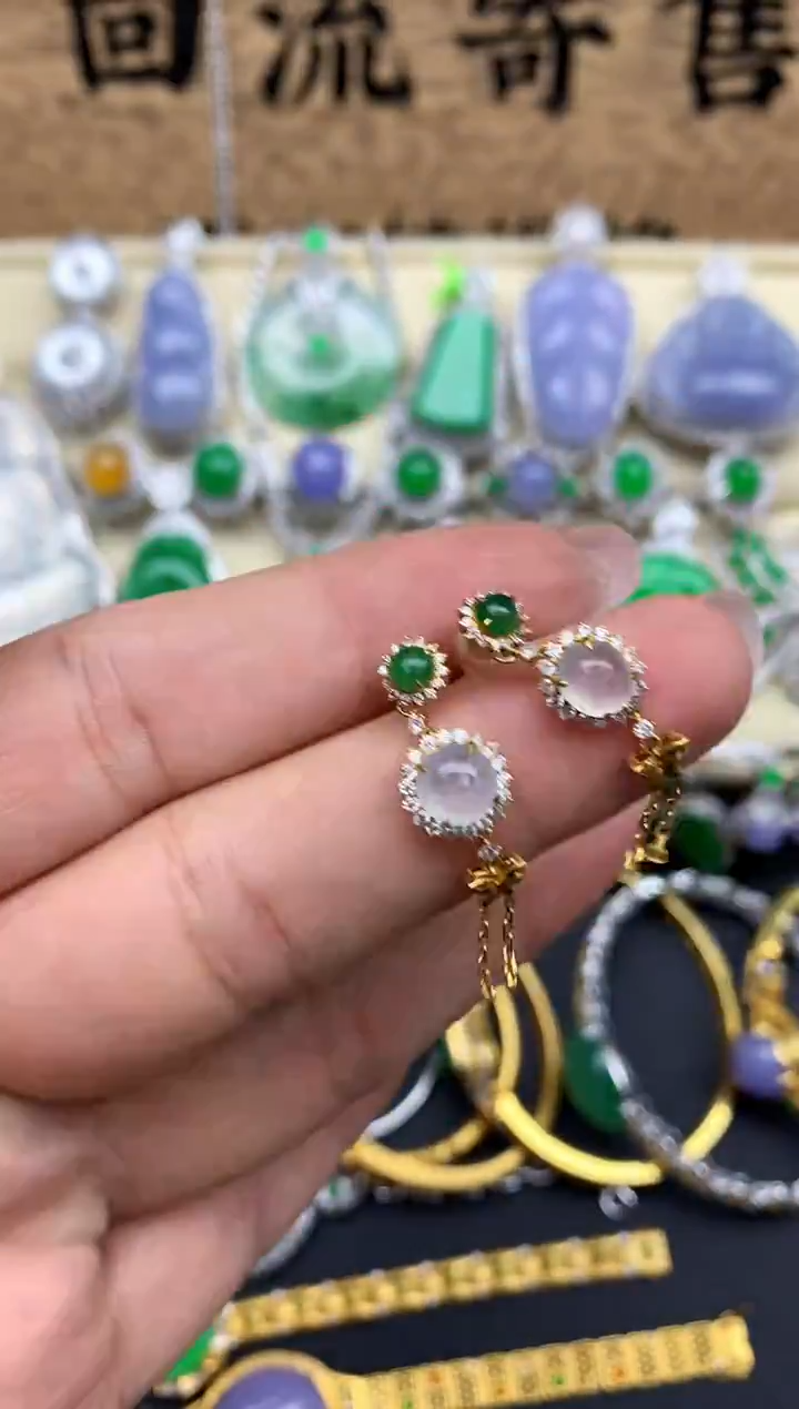 【闪购商品】翡翠耳饰18K金镶嵌374-中国好珍宝