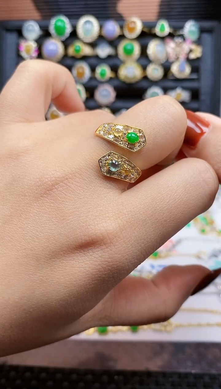 银S925镶嵌戒指翡翠8