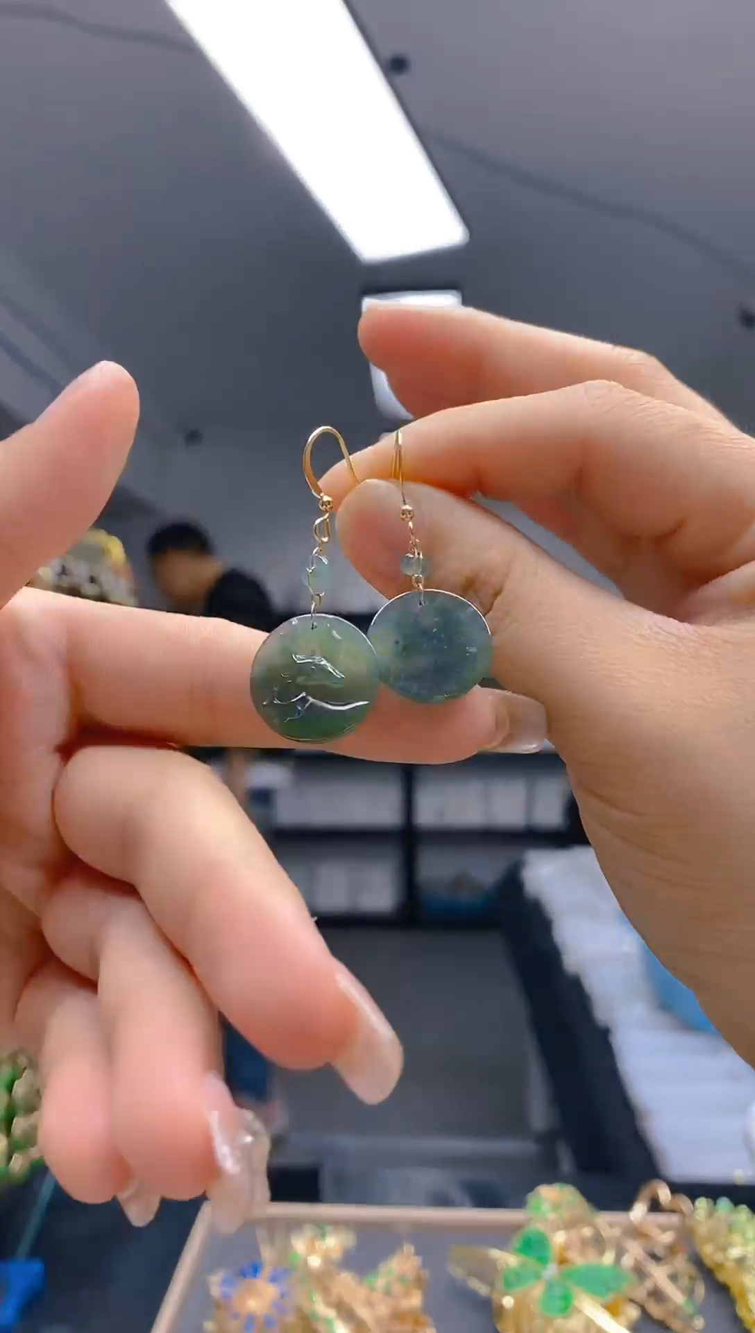 【闪购商品】翡翠耳饰合金197翡翠耳钩