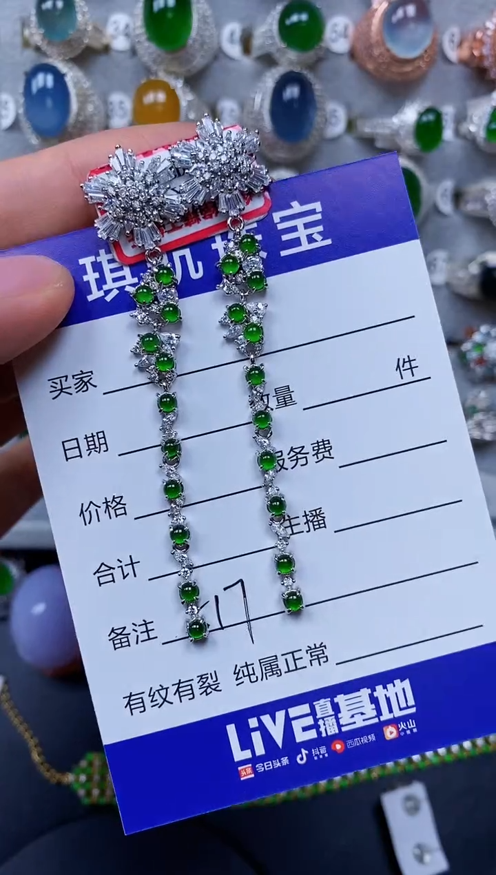 【闪购商品】翡翠耳饰银S925镶嵌0517