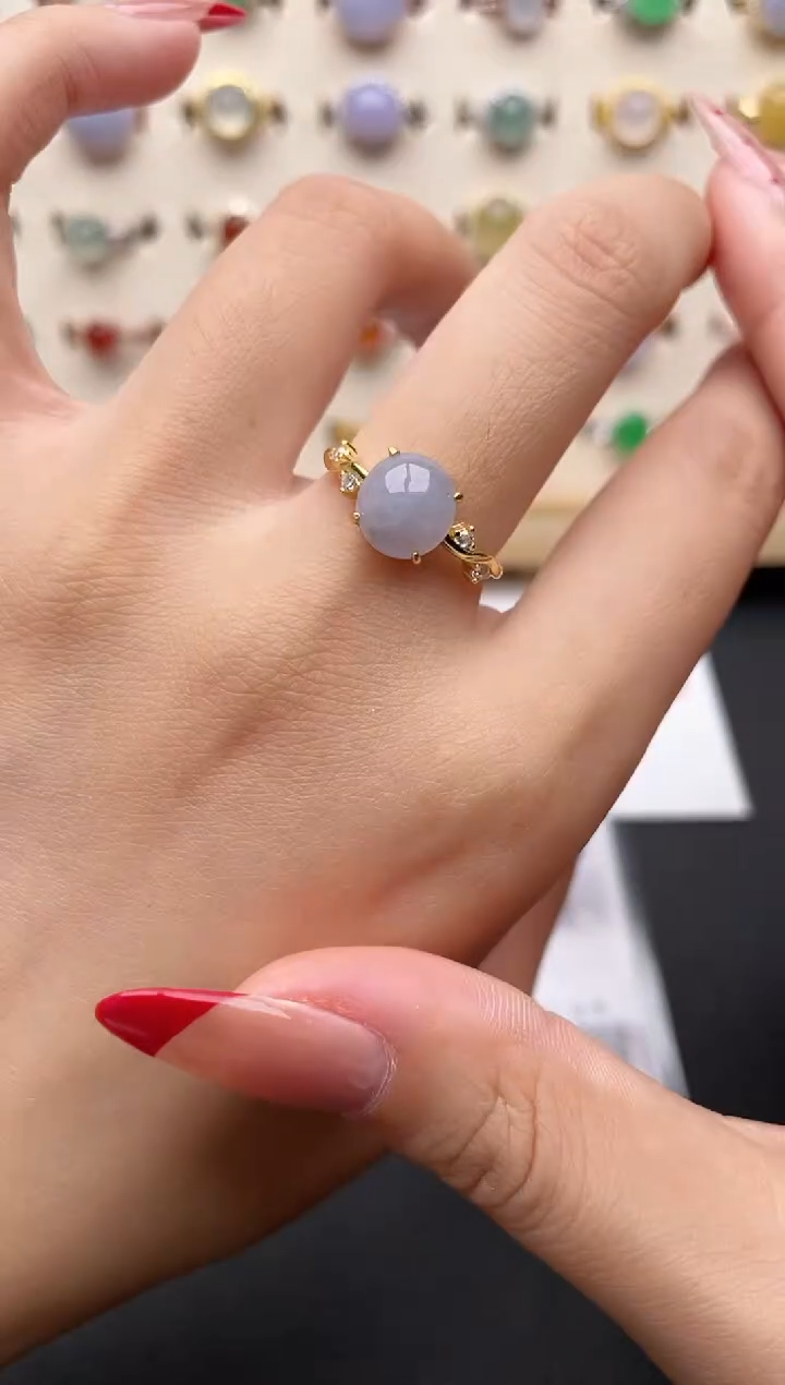 【闪购商品】翡翠戒指银S925镶嵌一物一证一礼盒