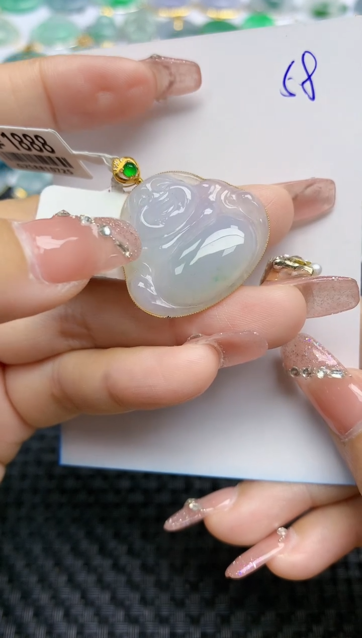 【闪购商品】翡翠颈饰18K金镶嵌天然A货翡翠 58