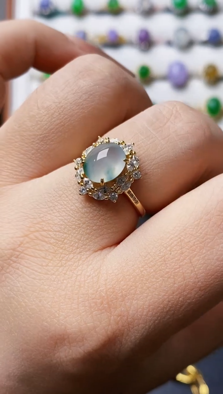 银S925镶嵌戒指翡翠0198