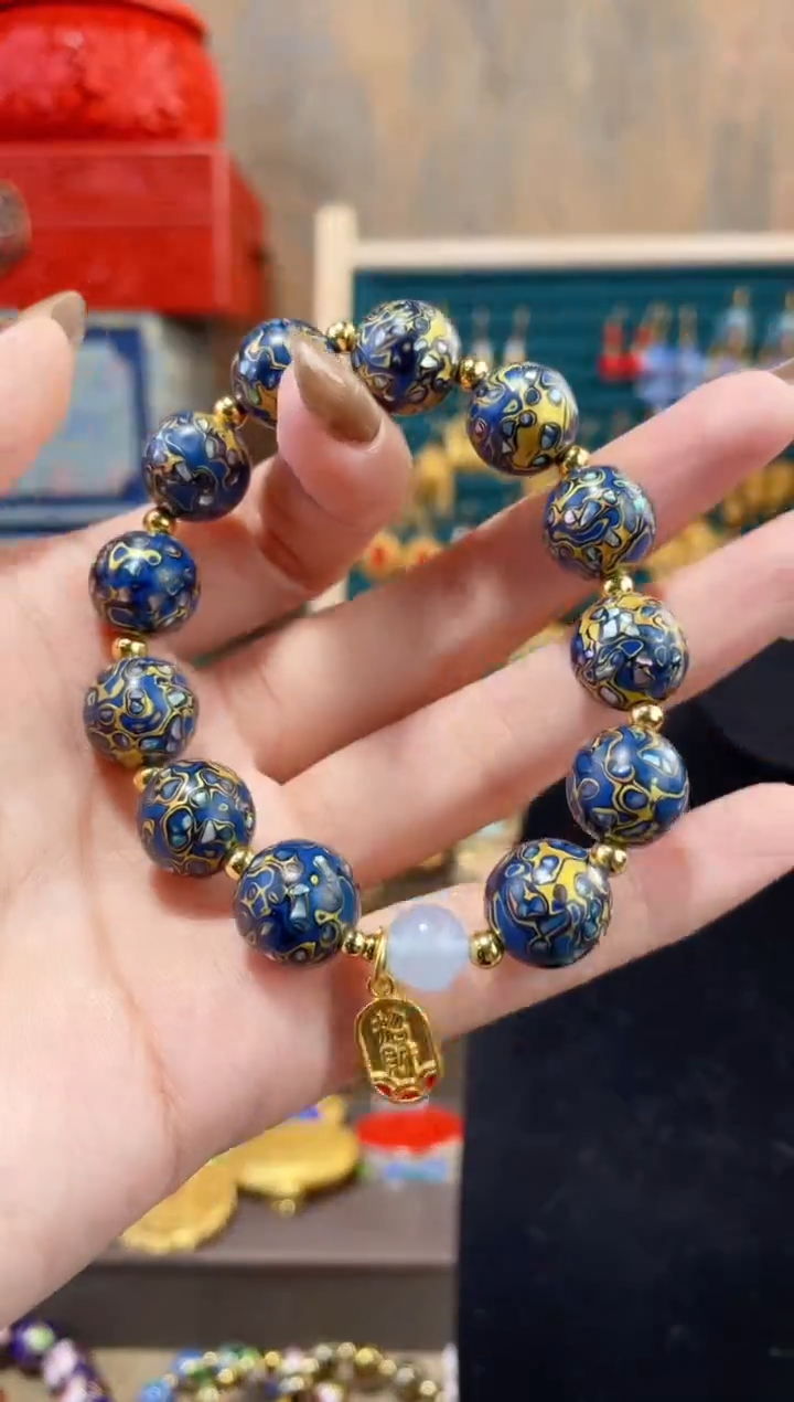 【闪购商品】非遗犀皮漆精品手串深蓝