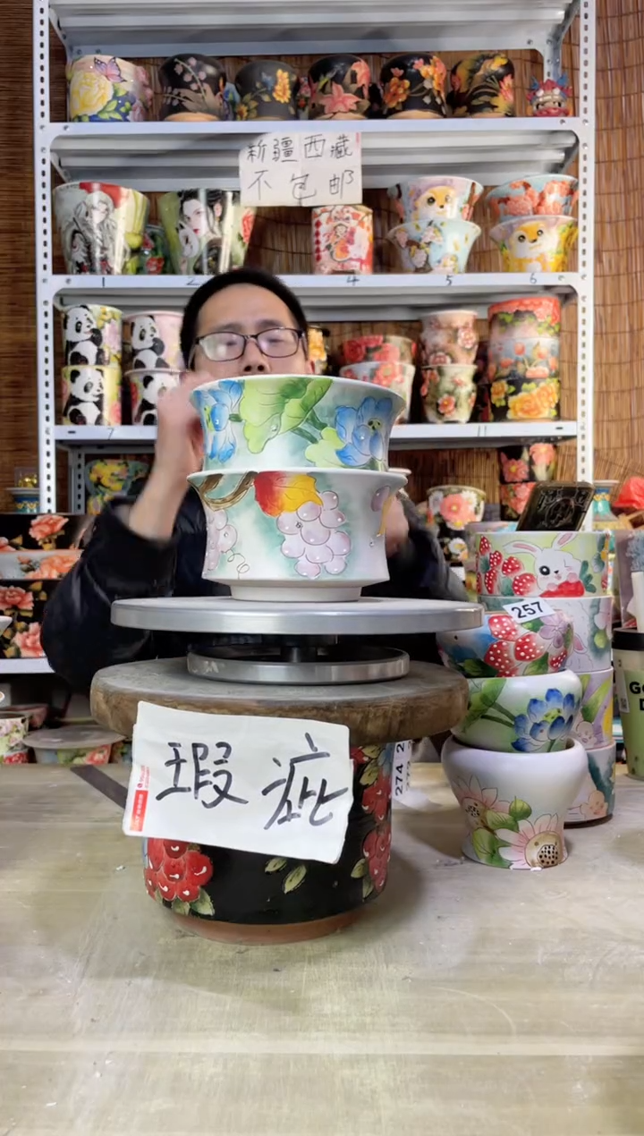【闪购商品】摆件264陶花岛多肉陶瓷花盆罐——微瑕