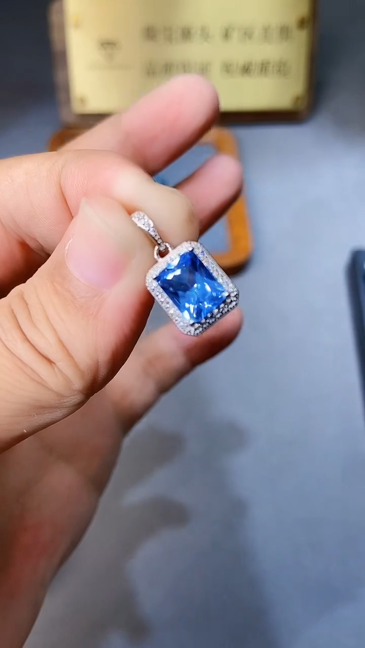 【闪购商品】海蓝宝石颈饰银S925镶嵌354