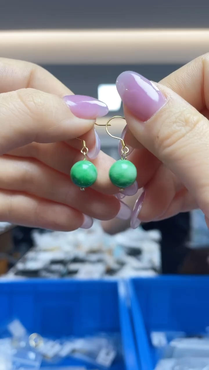 翡翠银S925镶嵌耳饰（多样性发一件）