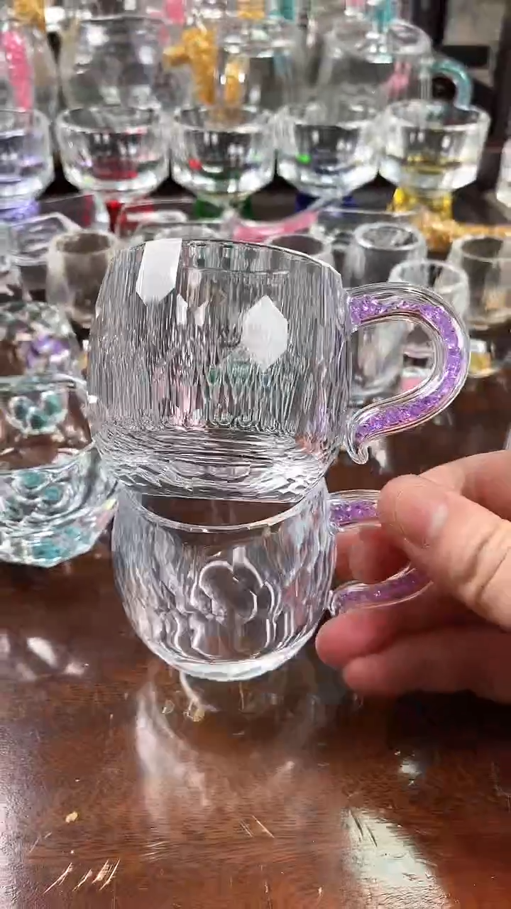 【闪购商品】玺宴新款水晶弯把小茶碗紫罗兰2个装