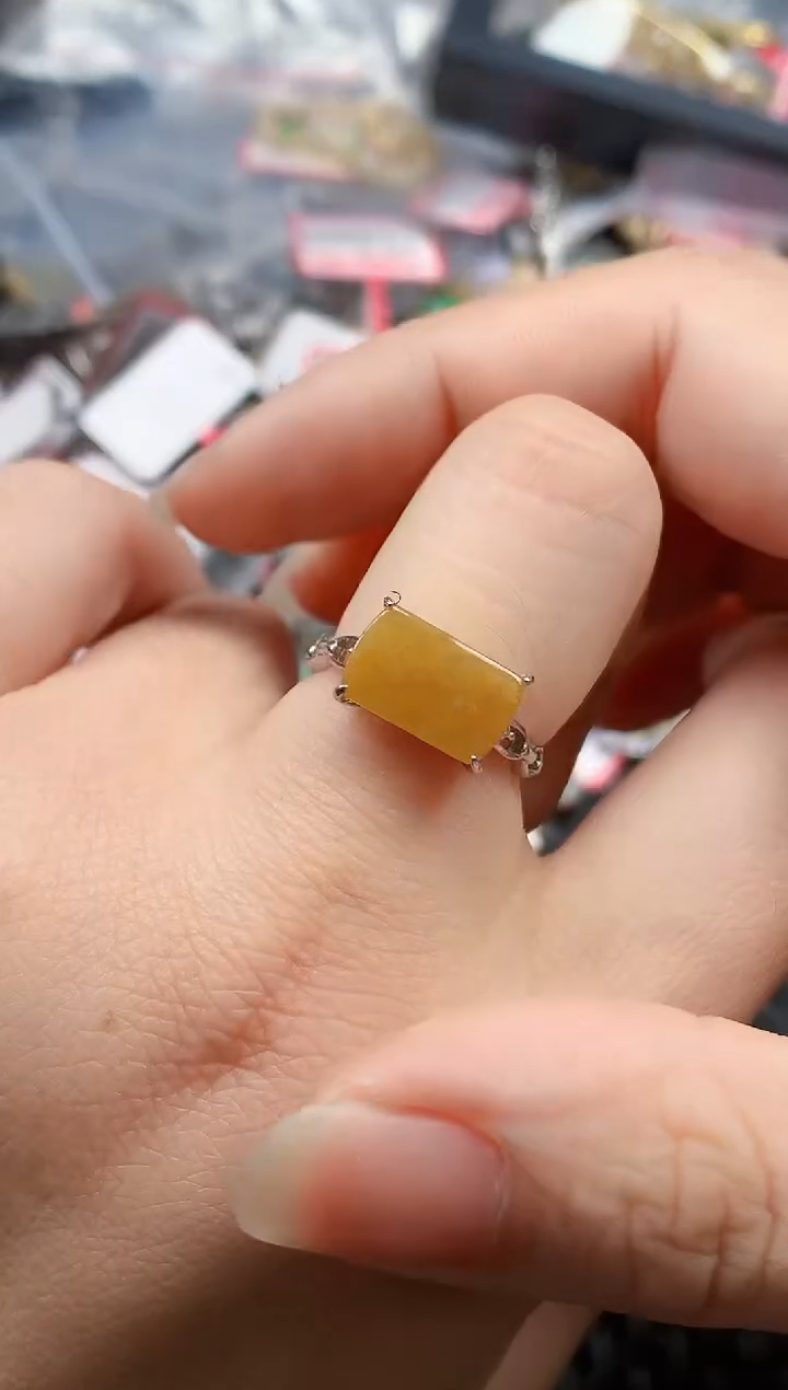 银S925镶嵌戒指翡翠天然A货缅甸翡翠