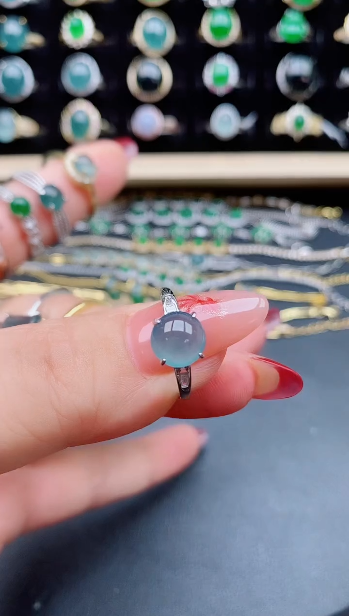 【闪购商品】翡翠戒指银S925镶嵌5080