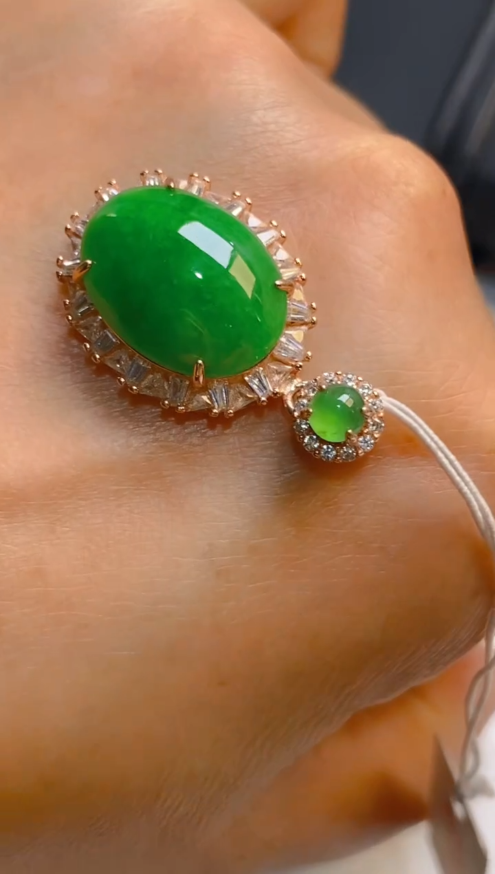 【闪购商品】翡翠耳饰银S925镶嵌天然A货翡翠1