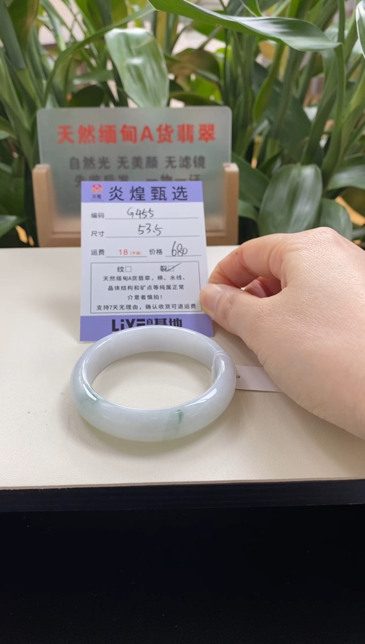 未镶嵌手镯翡翠圈口53.3编码g455