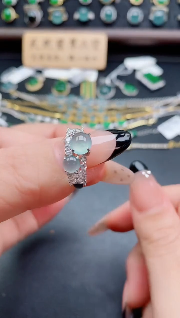 银S925镶嵌戒指翡翠1