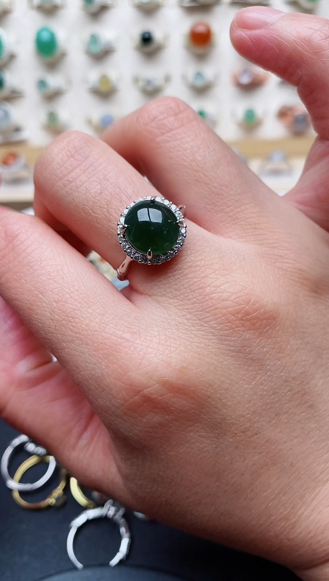 【闪购商品】翡翠戒指银S925镶嵌天然翡翠333   2+