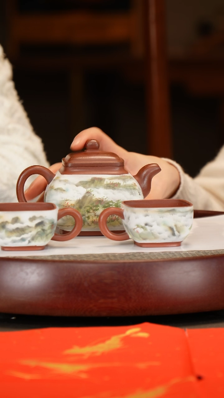 【闪购商品】紫砂茶壶【范菊英】紫泥四方玉露套组  300CC