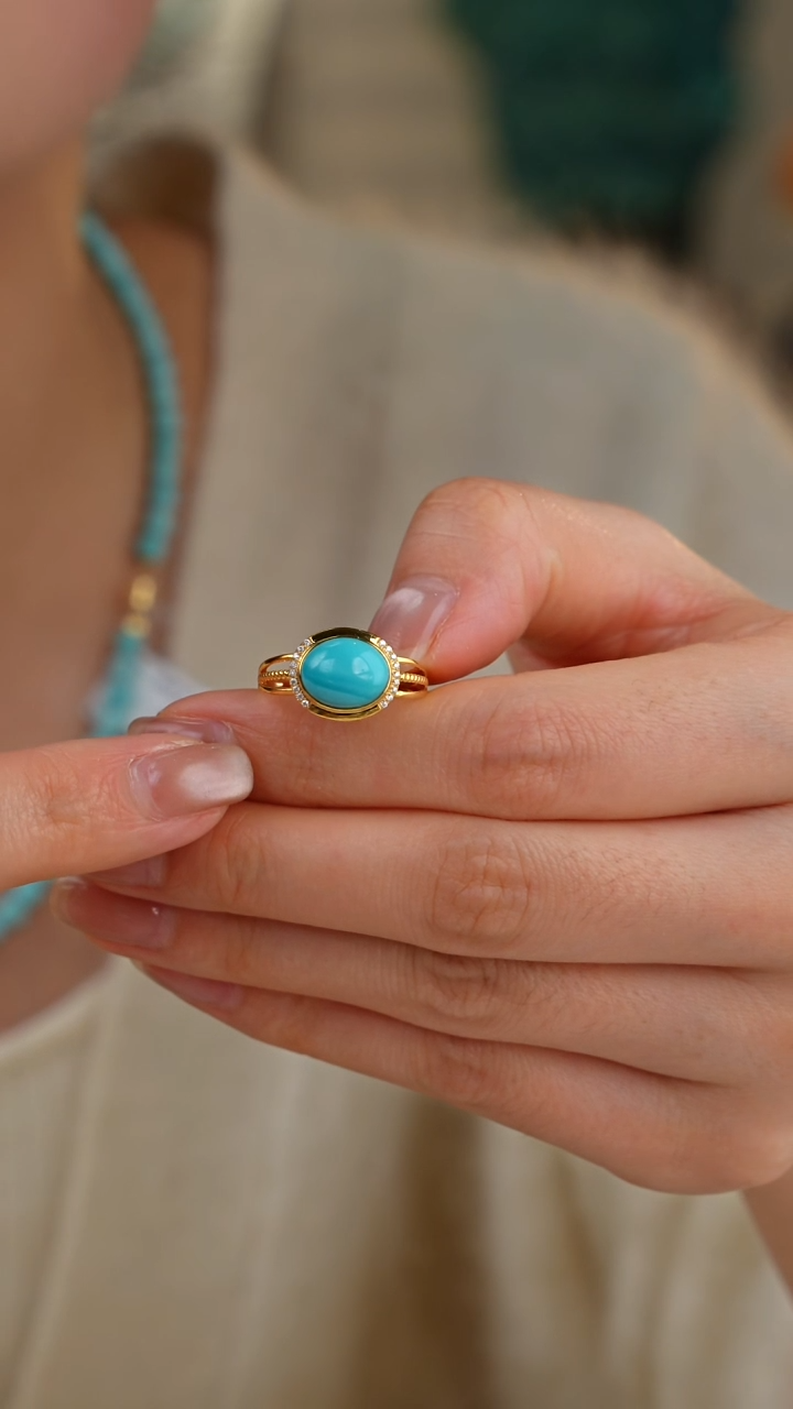 【闪购商品】绿松石戒指18K金镶嵌1