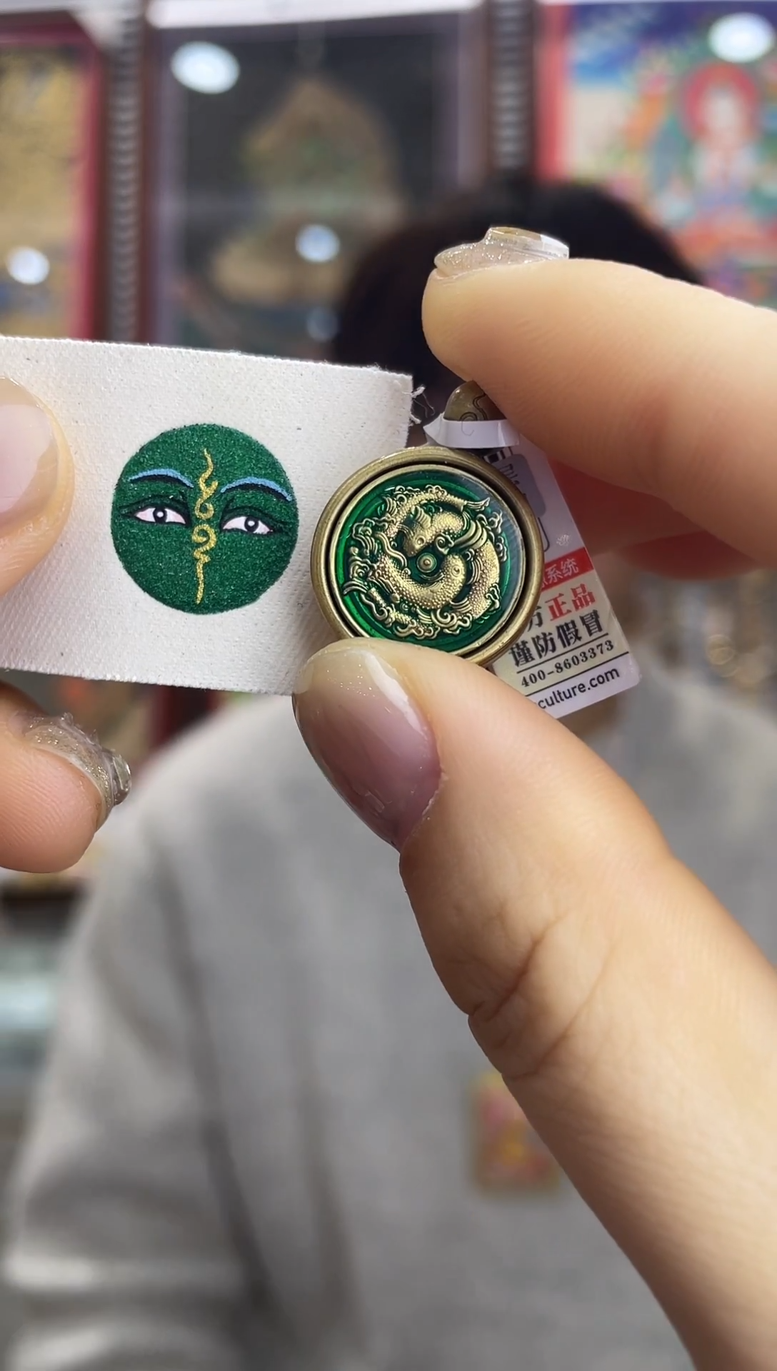 吊坠绿 纯手绘唐卡（非质量问题 不退不换） 