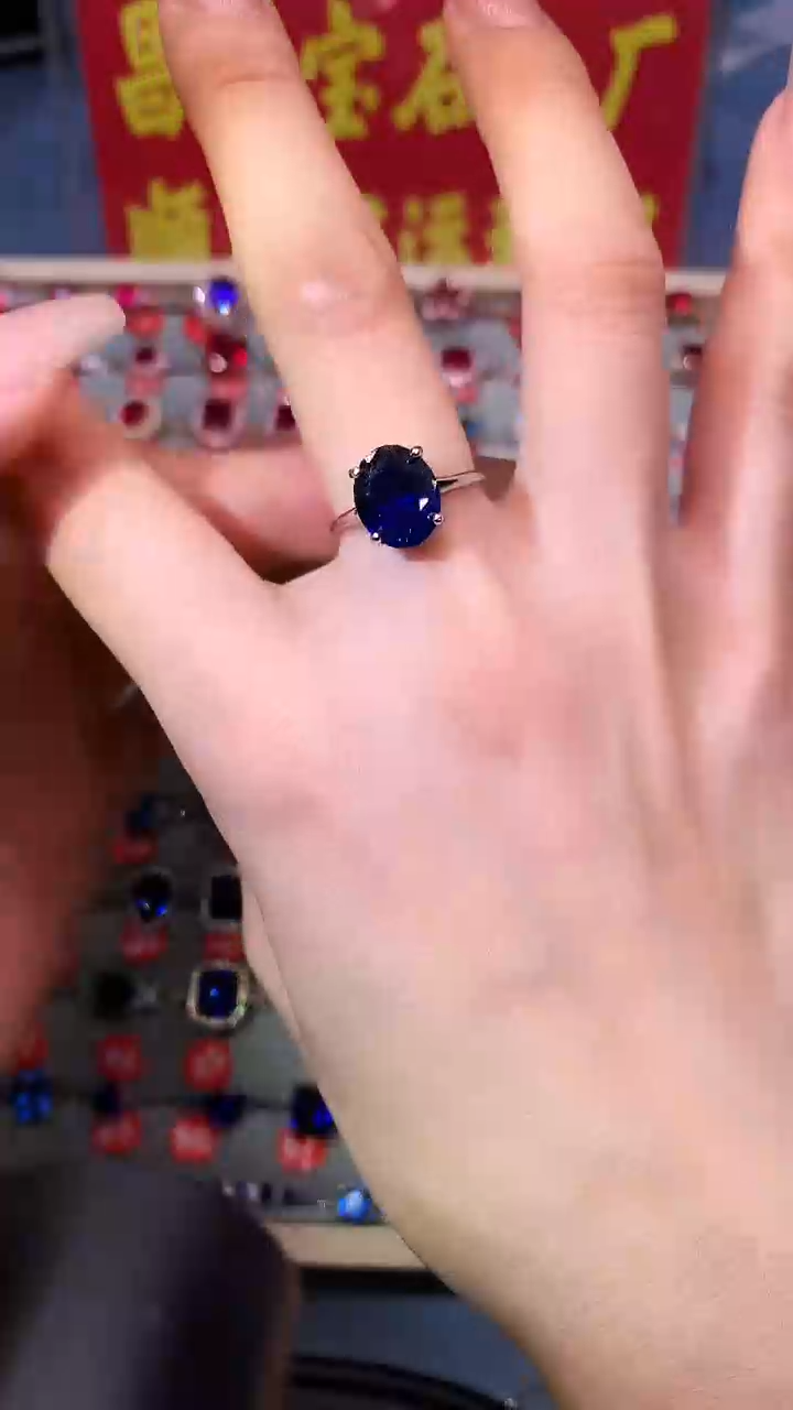 【闪购商品】蓝宝石戒指银S925镶嵌1111