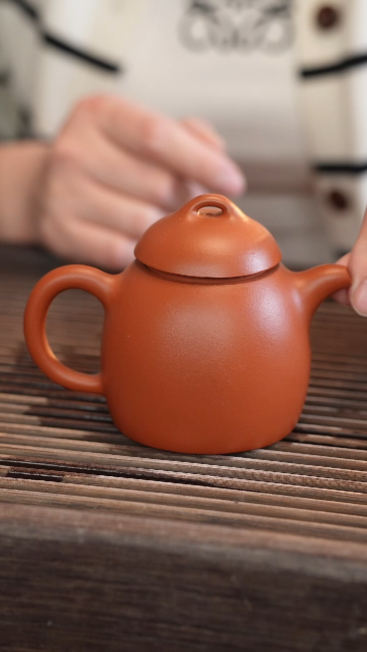茶壶紫砂秦权 朱泥 半手工 180cc