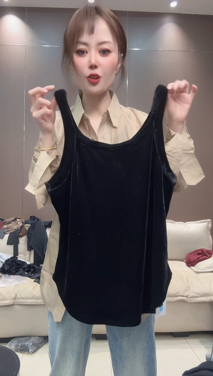 丝绒吊带背心XL码