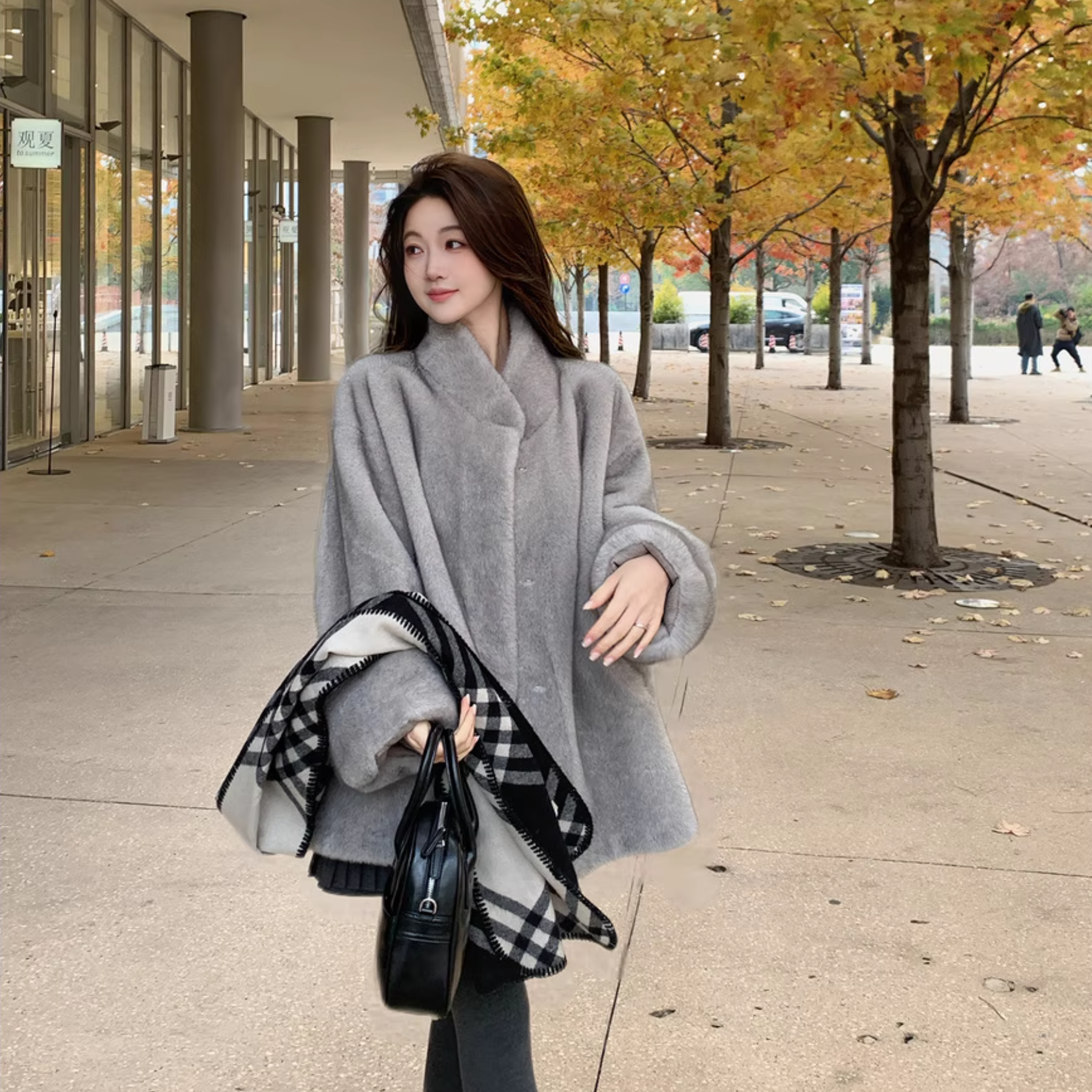 人造皮草 Huangzuozuo佐佐家小个子环保貂皮草外套冬季女中长款