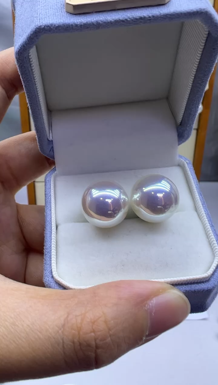 银S925镶嵌耳饰淡水珍珠耳钉