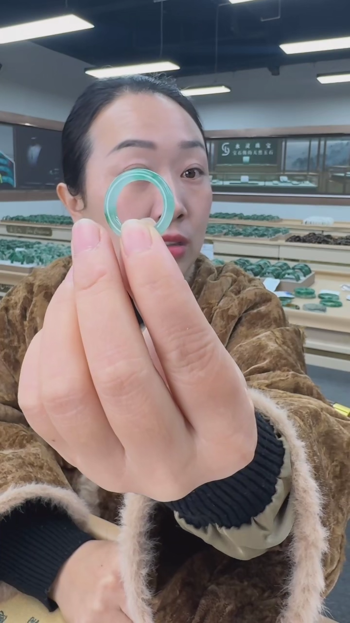 【闪购商品】石英质玉戒指未镶嵌天然独龙玉戒圈冰飘花