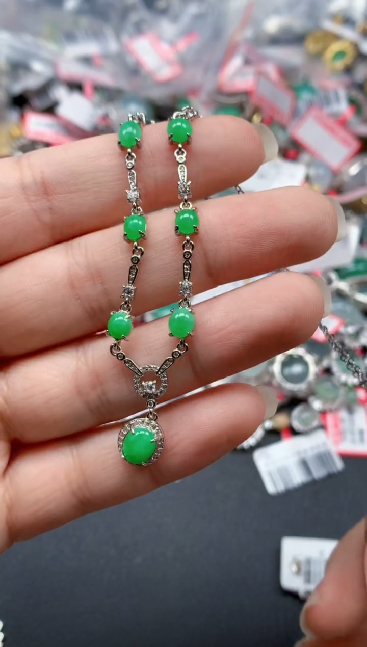 银S925镶嵌戒指翡翠天然A货缅甸翡翠