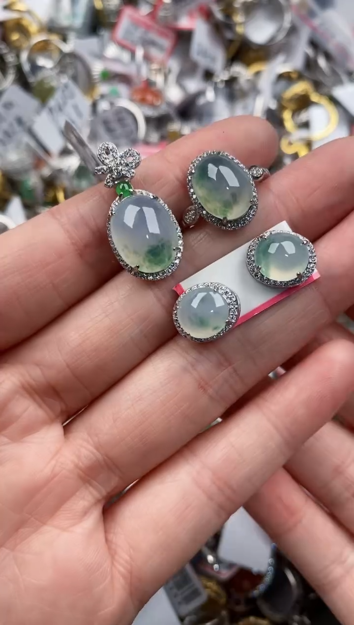 银S925镶嵌戒指翡翠333   5