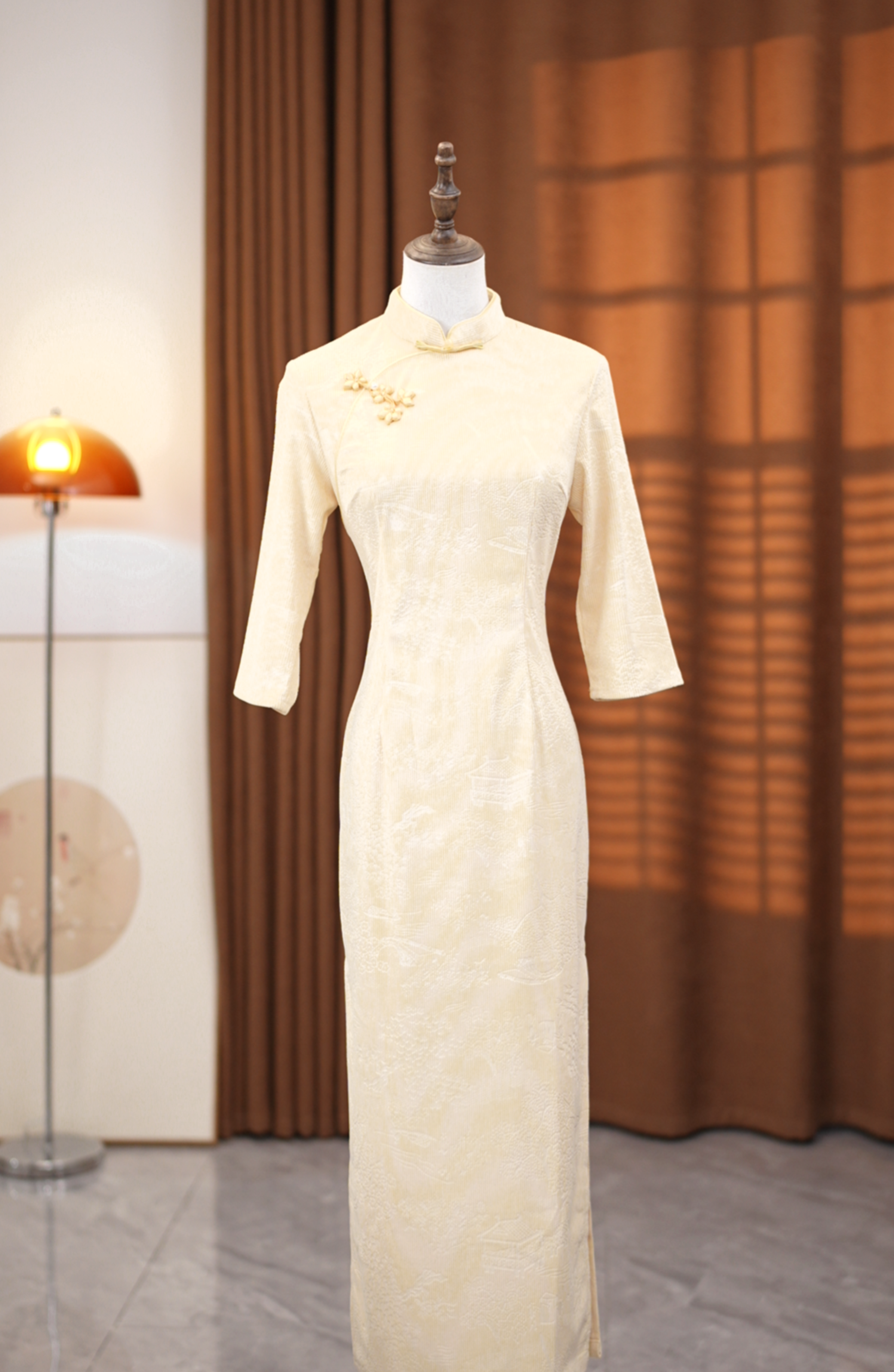 雅木  素月  秋冬款气质百搭旗袍衣长115cm左右