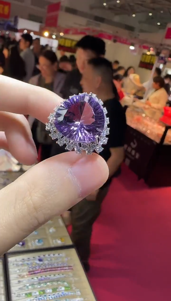 银S925镶嵌戒指紫晶16mm帝王紫