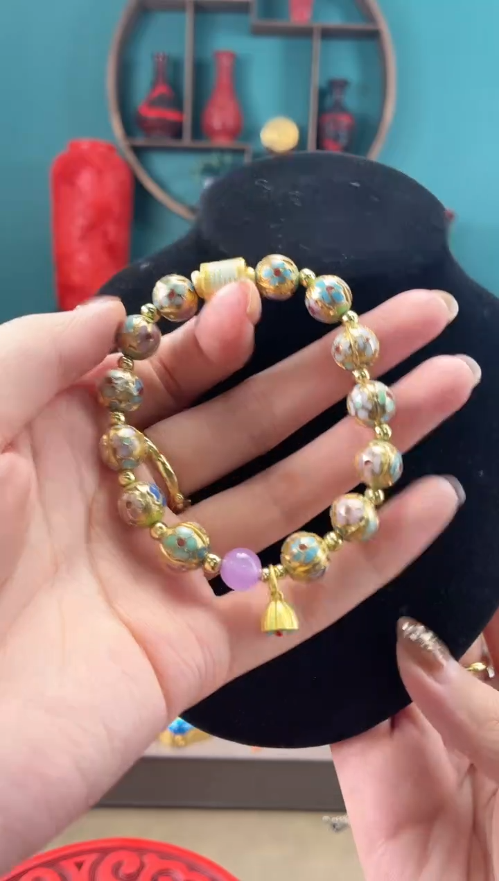 景泰蓝金地瓜楞手串1.0