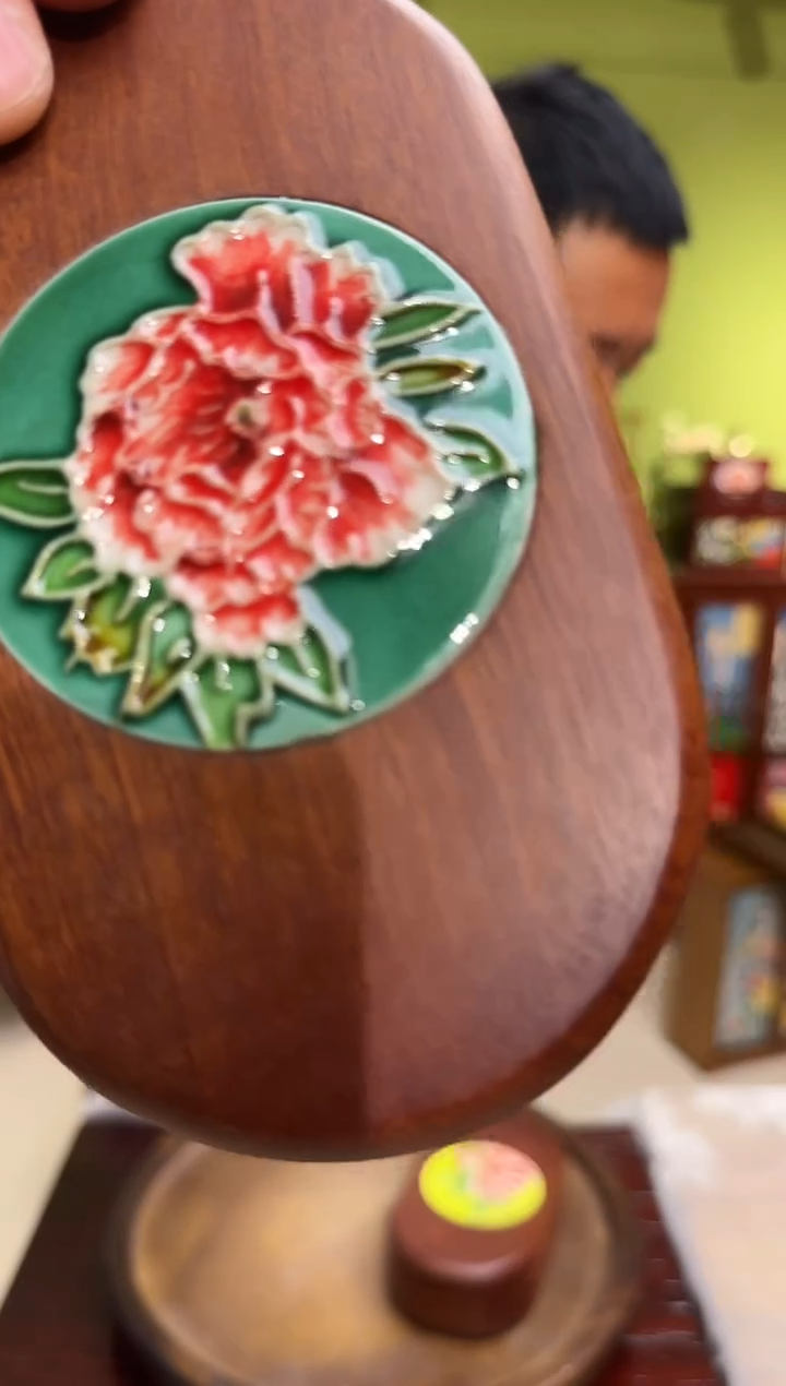 陶瓷首饰盒 微瑕 绿牡丹