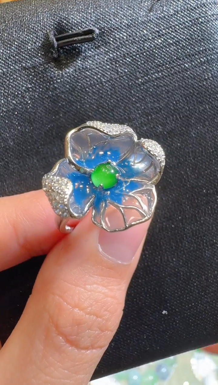 银S925镶嵌戒指翡翠多样性团购发一件