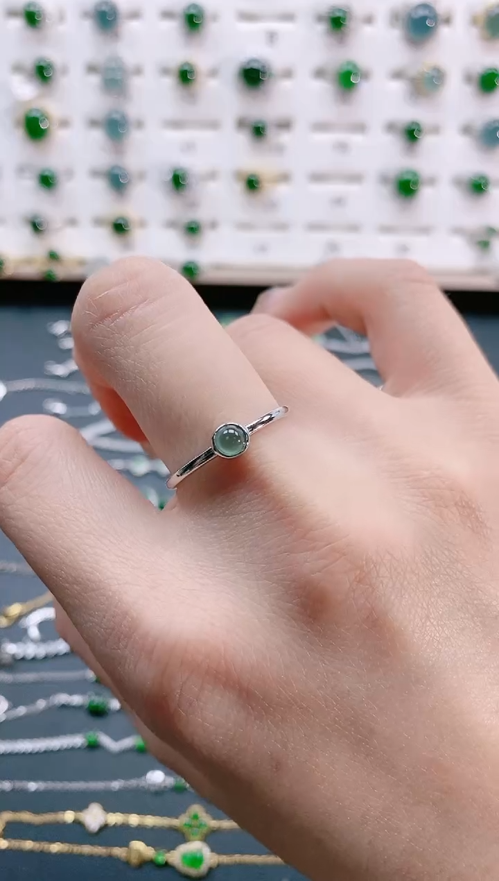 【闪购商品】翡翠戒指银S925镶嵌天然翡翠