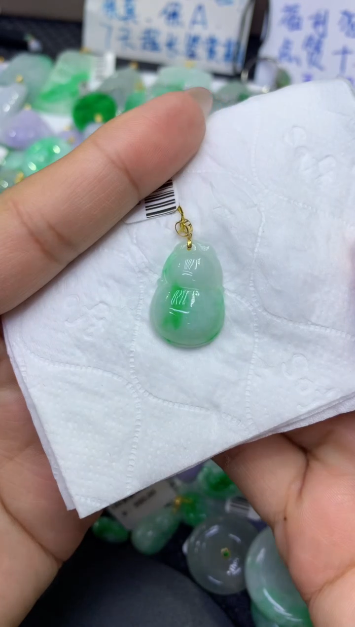 颈饰18K金镶嵌翡翠天然缅甸A货翡翠