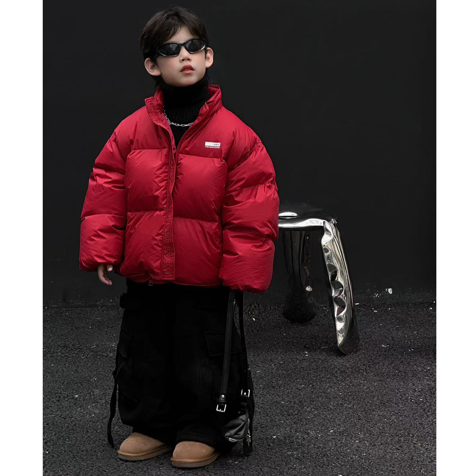 2025冬季新款红色儿童棉服男女童加厚保暖外套时尚韩版休闲百搭