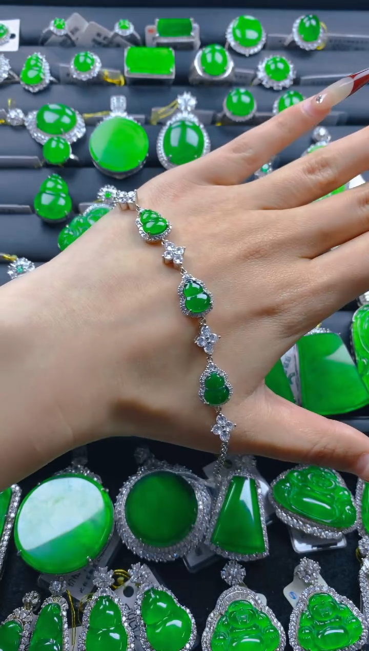 【闪购商品】翡翠手链银S925镶嵌11111111