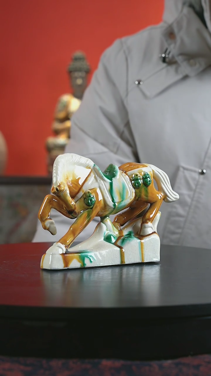 【闪购商品】陶瓷唐三彩小马1件黄釉