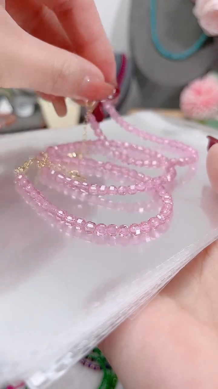 银S925镶嵌托帕石手链大米粉方89