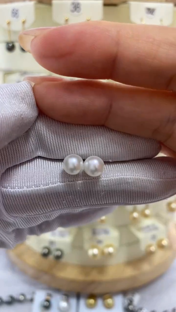 【闪购商品】海水珍珠耳饰银S925镶嵌ak6-7mm