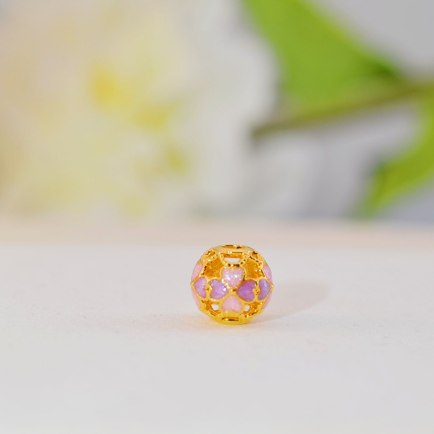 【鸿盛达】999足金卡8紫色四叶草8.4mm孔径2.7mm