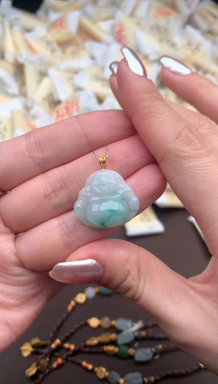 【闪购商品】翡翠挂件18K金镶嵌一