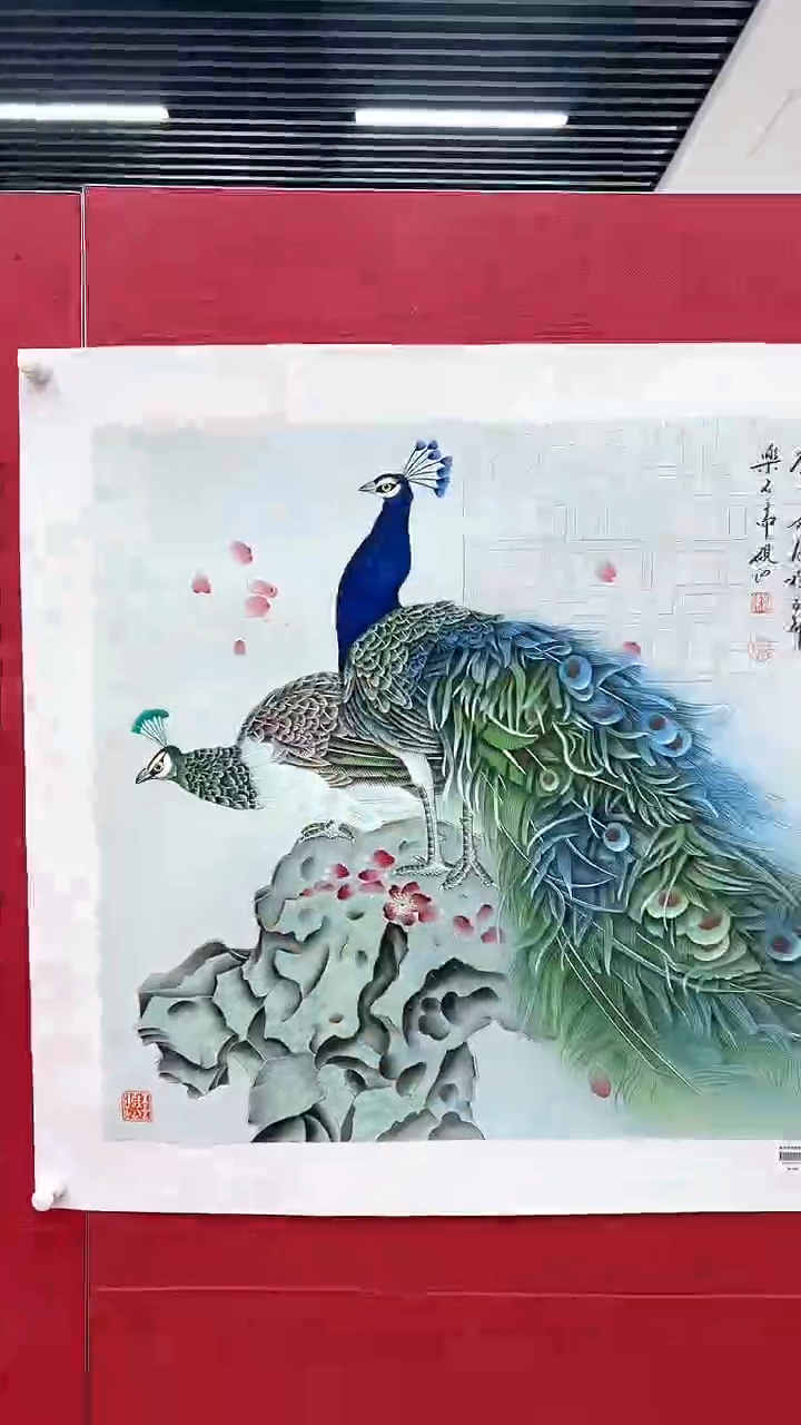 国画刘伟绘画4平尺孔雀
