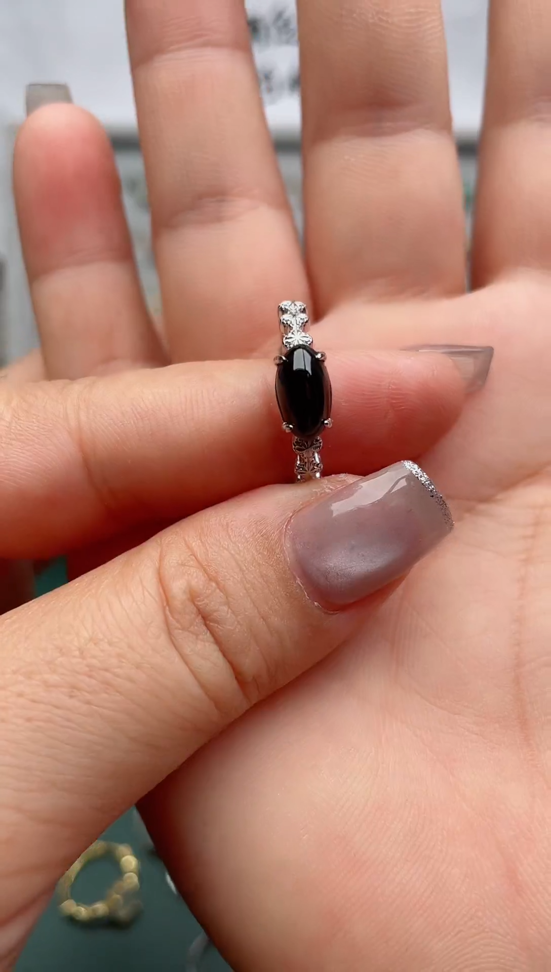 翡翠戒指银S925镶嵌.