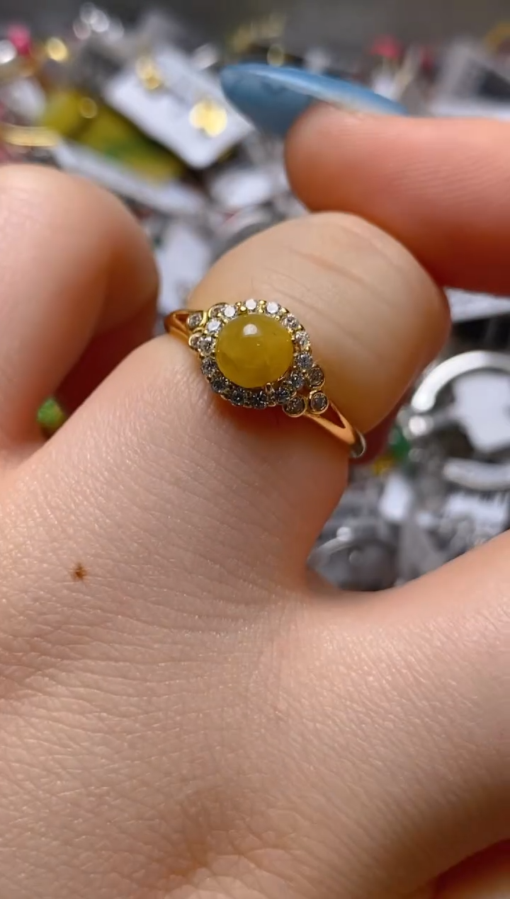 银S925镶嵌戒指翡翠百内无证书