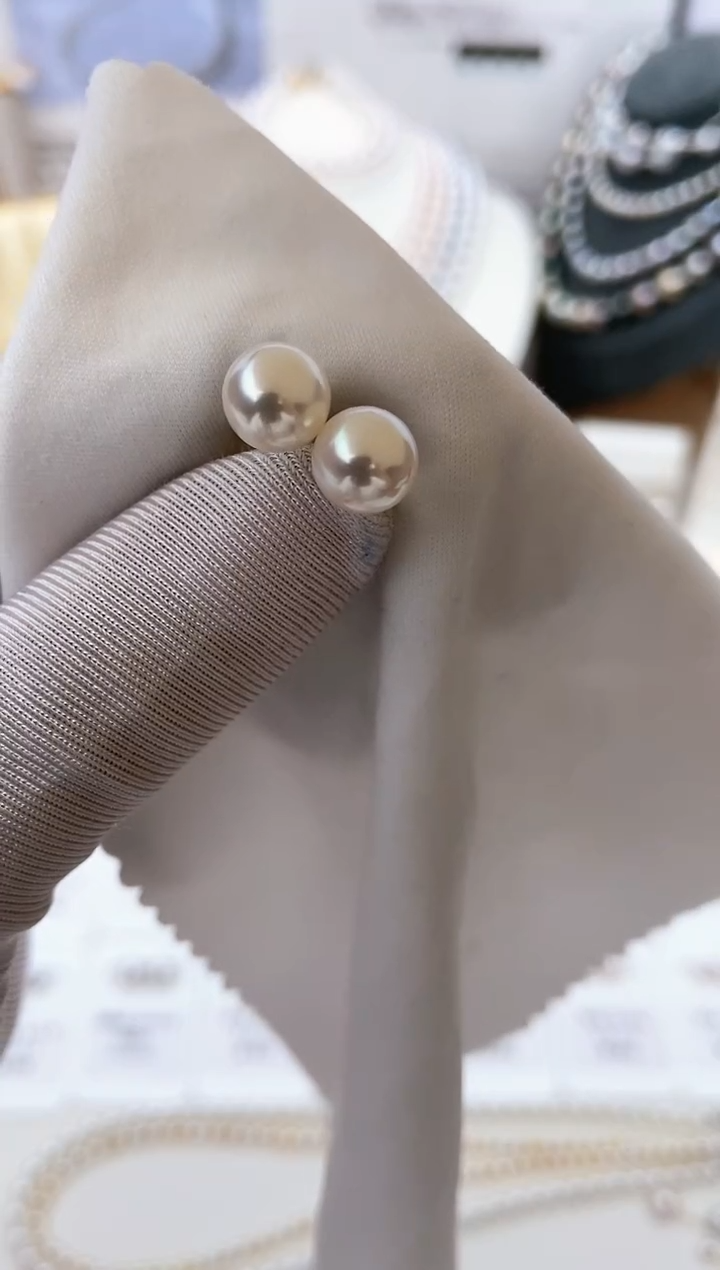 【闪购商品】海水珍珠耳饰18K金镶嵌特选福利7.5-8mm不退不换