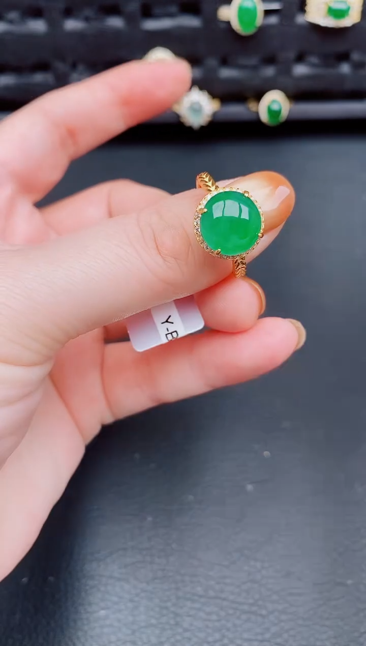 【闪购商品】翡翠戒指银S925镶嵌天然a货翡翠228