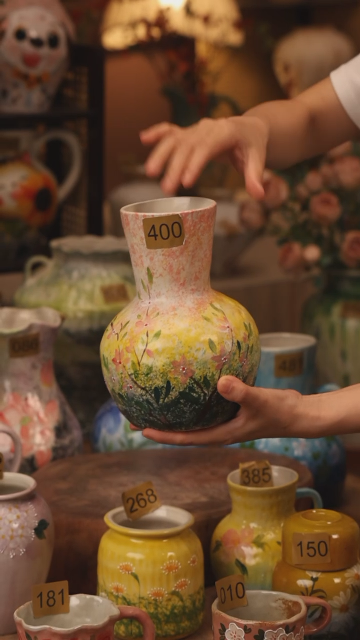 陶瓷400景德镇设计师手作花器摆件侘寂风