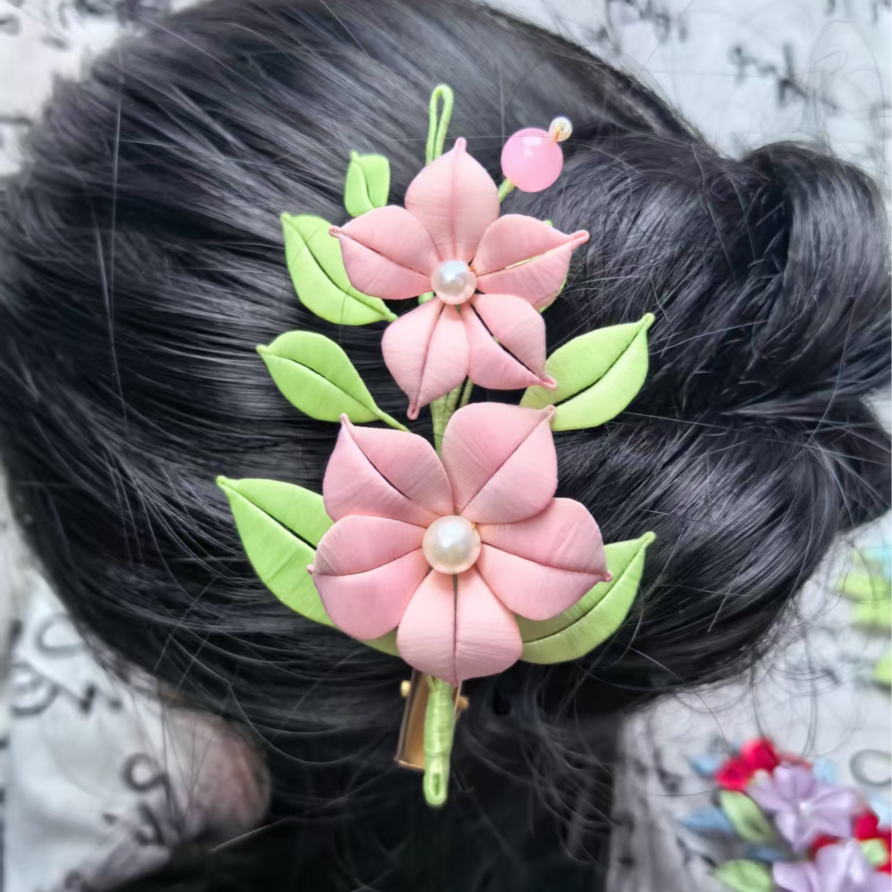 非遗手工双头五瓣花百搭发夹日常